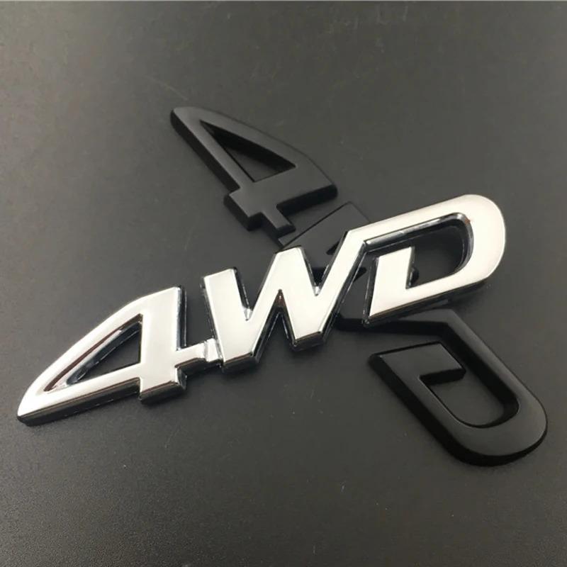 1 szt. Chromowane Metalowe Litery Logo Samochodu 3D 4WD Błotnik Samochodu Boczny Tylny Bagażnik Emblemat Odznaka Naklejki