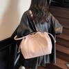 Large Capacity Women Shoulder Bag Fashion Versatile PU Leather Folded Drawstring Underarm Bag Texture Office Commuter Tote Bag CLE