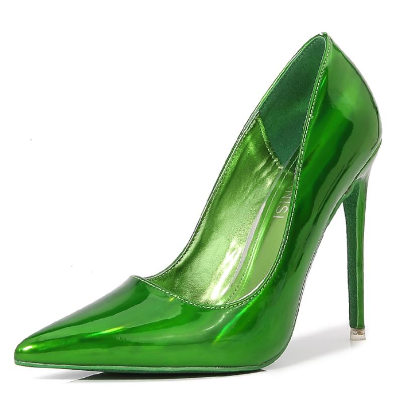 

Лакированные туфли на высоком каблуке, туфли-лодочки, женские, большого размера 46, с острым носком, серебристые, красные, золотые, зеленые, на каблуке, для вечеринки, свадьбы, платья, женские 39 зелёный