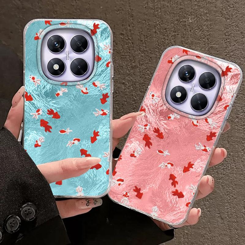 Blue Ocean Red Carp Girls Phone Case For Xiaomi 14T 13T 14Tpro 11 Lite 5G NE Shockproof Fundas Protection Back Vortex Texture Women Cover