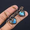 Labradorite 999 Copper Wire Wrapped Earrings, Handmade Gemstone Earrings Jewelry, Gifts For Wife Brand New Earrings
