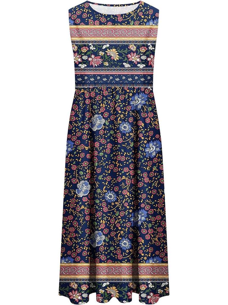 2024 Spring/Summer Sleeveless Print Pullover Women's Casual Dress