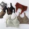 Japanese Shockproof Sports Vest: Women's Tube Top with Detachable Chest Pad and Gathered Back Design