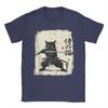 Vintage Anime Cat Japanese Art Funny Samurai Cat T Shirts Men's Cotton Vintage T-Shirt Round Neck Tees Short Sleeve Tops 5XL 6XL