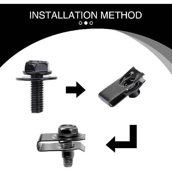 UGSHY 20 PCS Automotive Body Bolt And U-Nut Clamp Kit, Hood Guard Spiral, Bumper Fender Liner Push Pull Metal Rust-Resistant U Retainer, Universal