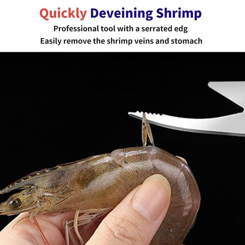 Shrimp Deveiner Tool, Stainless Steel Shrimp Deveining Tool, Efficient Shrimp Peeler and Deveiner Tool Portable Shrimp Cleaner S