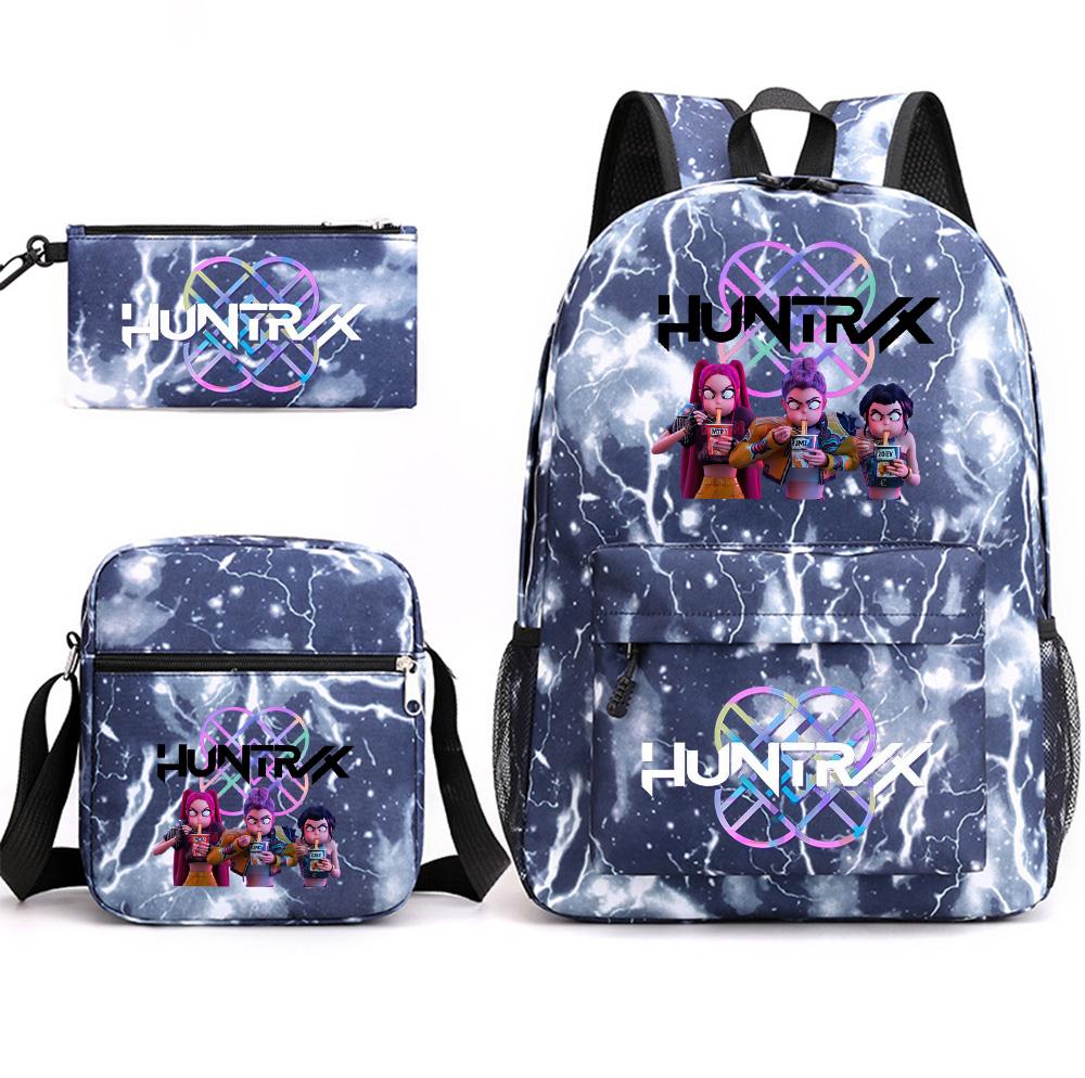3Pcs/set Anime Printed Backpack with Shoulder Bag Pencil Case for Teenager Student Boy Girl SchoolBag Large Capacity Waterproof Bookbag Kid Gift