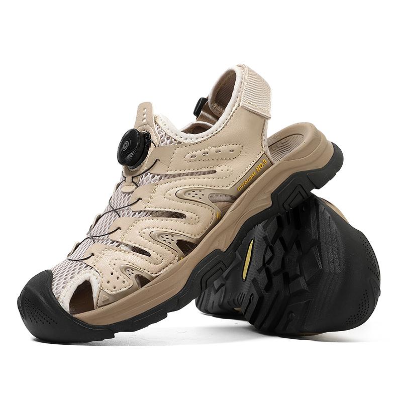 Sommer Herren Sandalen Atmungsaktive Echtleder Outdoor Sandalen Casual Strand Sandalen