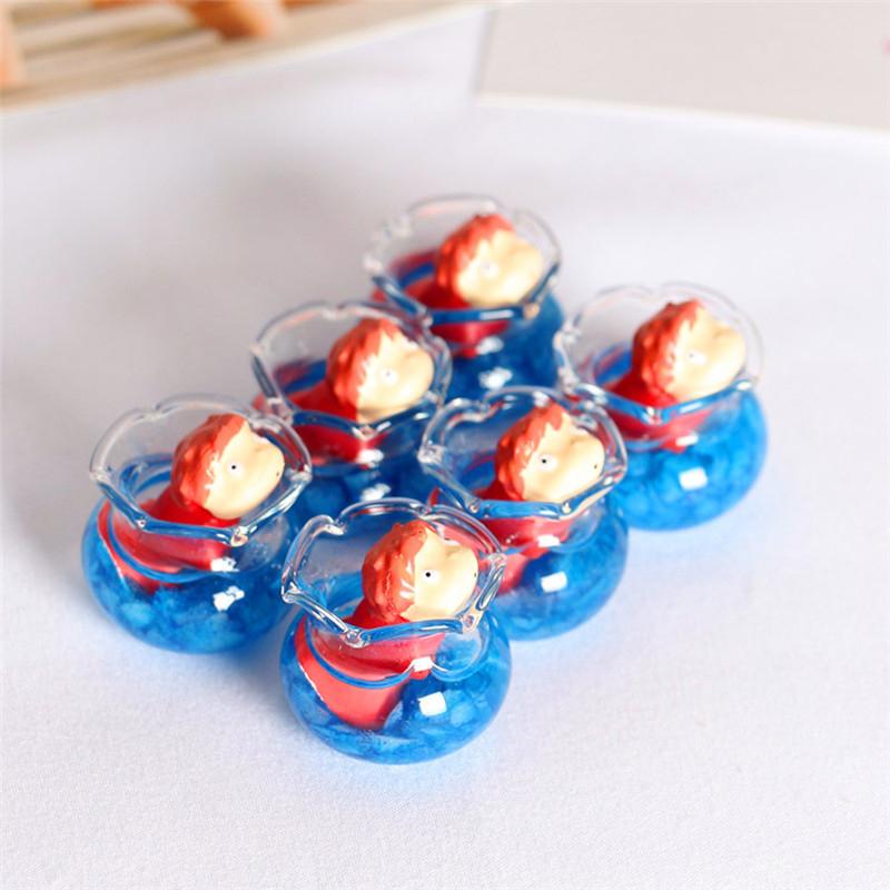Anime gullfisk prinsesse Ponyo mikro landskapspynt mini lysende gullfisk ji glass diy skrivebordsmodell dukkehusdekor leker