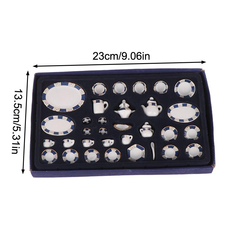 1set 1/12 Dollhouse Mini Ceramics Coffee Tea Set Tableware Kit Dolls House Kitchen Decoration Toy Pretend Play Toys