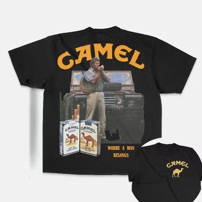 T-shirt Retrò Auto Sigarette Camel Vintage Cotone Top Magliette Manica Corta Casual Streetwear Oversize Abbigliamento Donna Harajuku