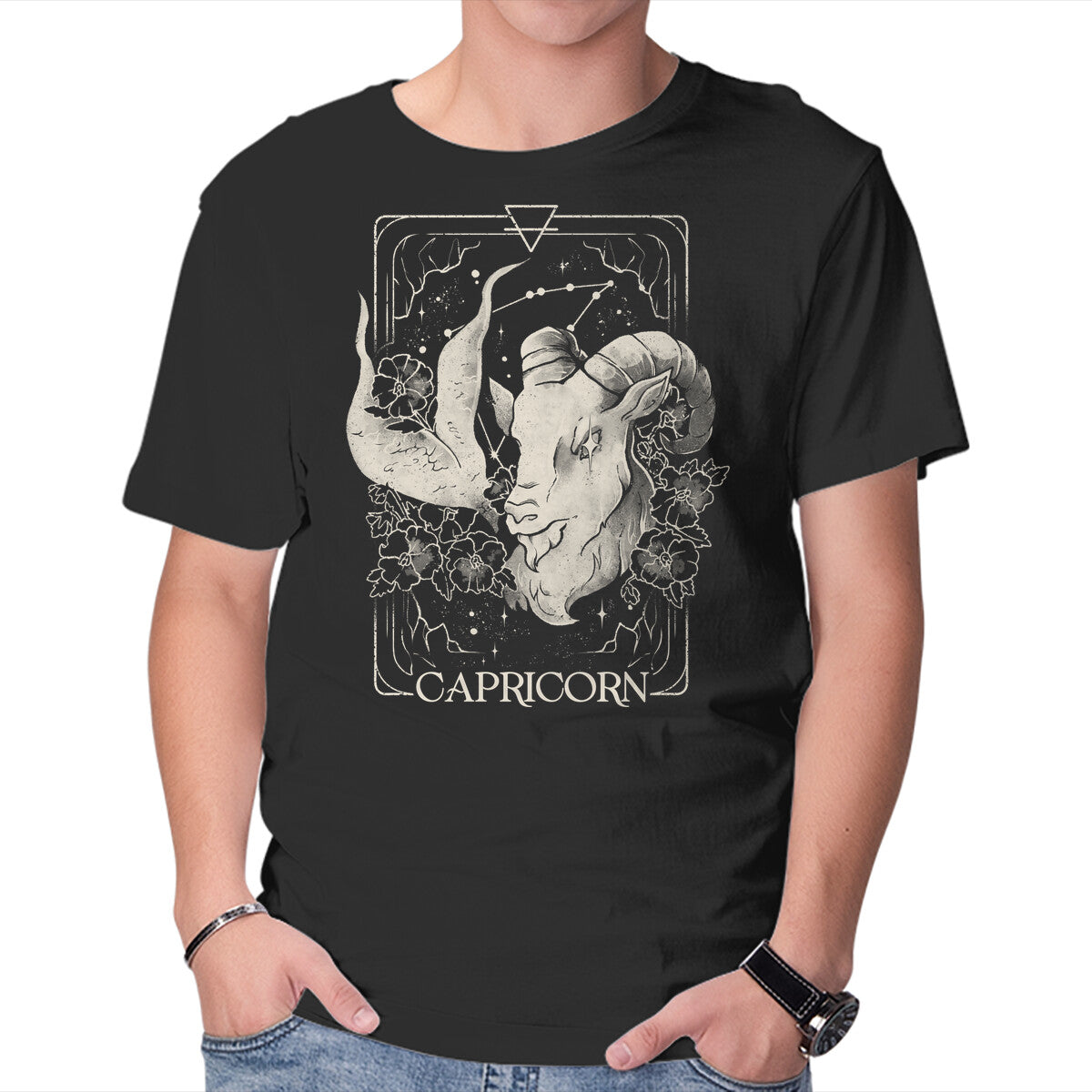 Unisex Crew Neck T-Shirt Capricorn Tarot Graphic Short Sleeve Casual Tee XXXXL