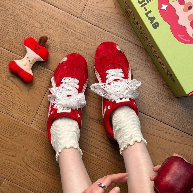 Red Apple Shoes Spring Versatile New Year Shoes Platform Shoes Ultra Light Casual Thin Soles Red Racing Shoes