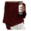 Sexy Women Solid Color Off Shoulder Long Sleeve Sweater Loose Knitted Pullover