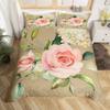 Vintage Flower King Full Queen Duvet Cover Retro Pink Floral Comforter Cover Rose Green Leaves Bedding Set Polyester Quilt Cover