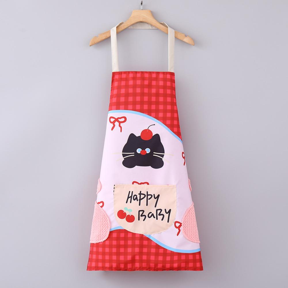 Cartoon Cat Pattern Kitchen Aprons Household Waterproof Cooking Baking Aprons Cleaning Tool Antifouling Work Apron Coffee House