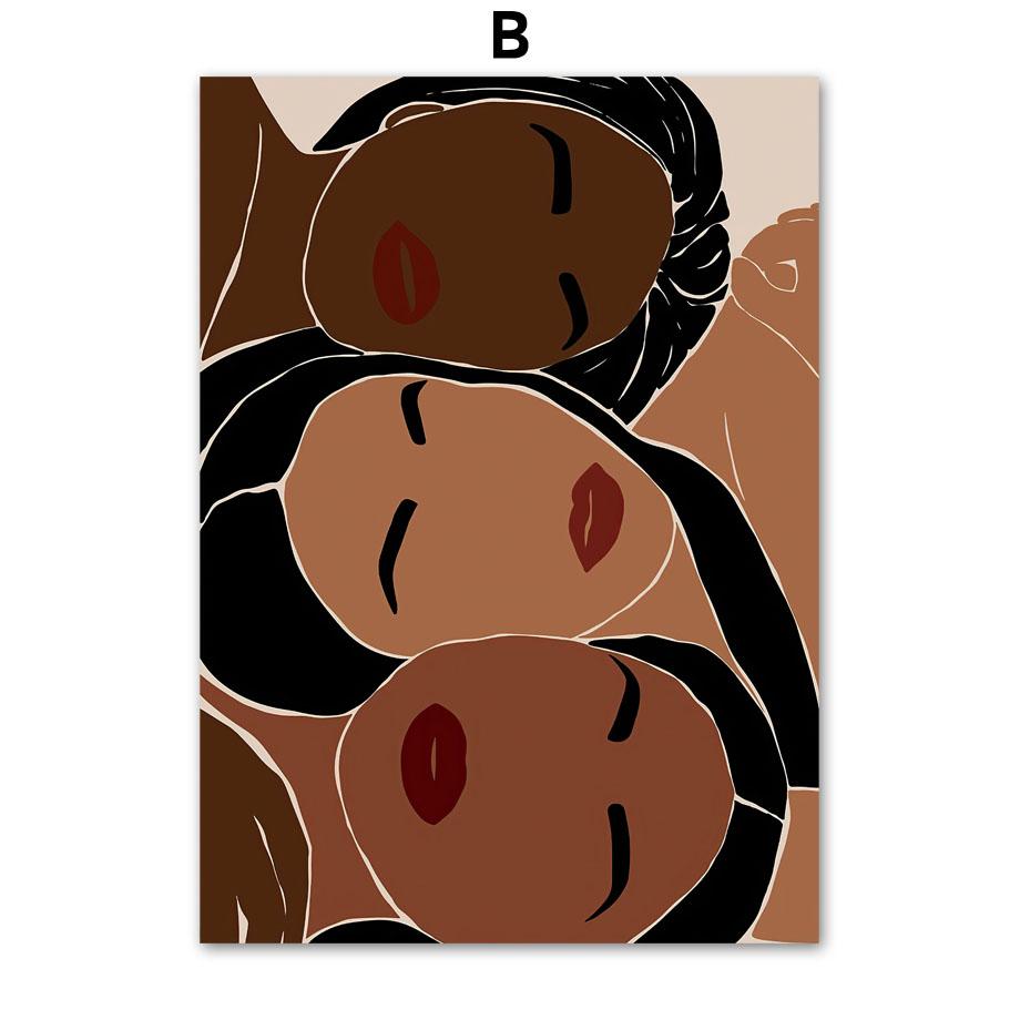 Fashion Black Girl Friends Party Boho Wall Art Canvas Painting Nordic Poster And Prints Bar Wall Pictures For Living Room Decor