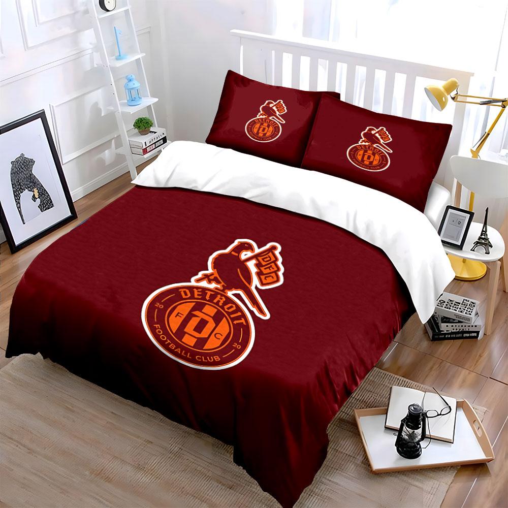 Detroit Football Club Logo Bedding Duvet Cover Set Duvet Cover Pillowcases (1*Duvet Cover 2*Pillowcases, Without Duvet Insert)