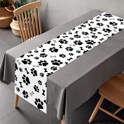 Pet Dog Paw Table Runner Puppy Themed Birthday Party Decorations Table Cover for Pet Paw Birthday Party Supplies Tablecloth
