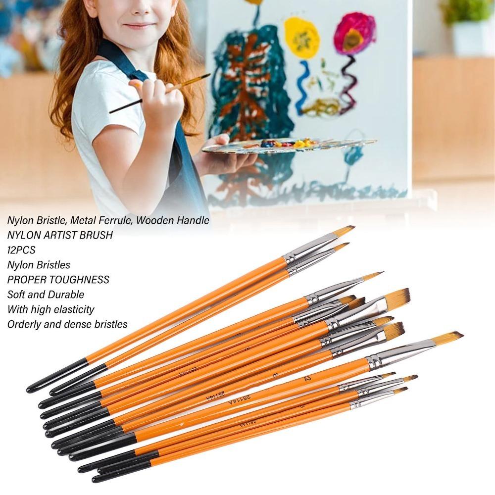 12PCS Smoothing Nylon Art Brushes Neat Brush Head Filbert Tip Brushes  Art Practice HB-25114A