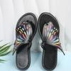 Women Butterfly Graffiti Slippers2025 Summer Fashion Lightweight Anti Slip Flat Bottom Flip Flops Outdoor Beach Casual Shoes