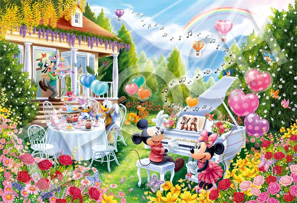 EPOCH Skládačka Disney Mickey Přátelé Dekorativní s a Dekorativní Samolepky 300 Dílků, & -Melody Láska- (26 x 38 cm) 73-410s, Koláž, Lepidlo,