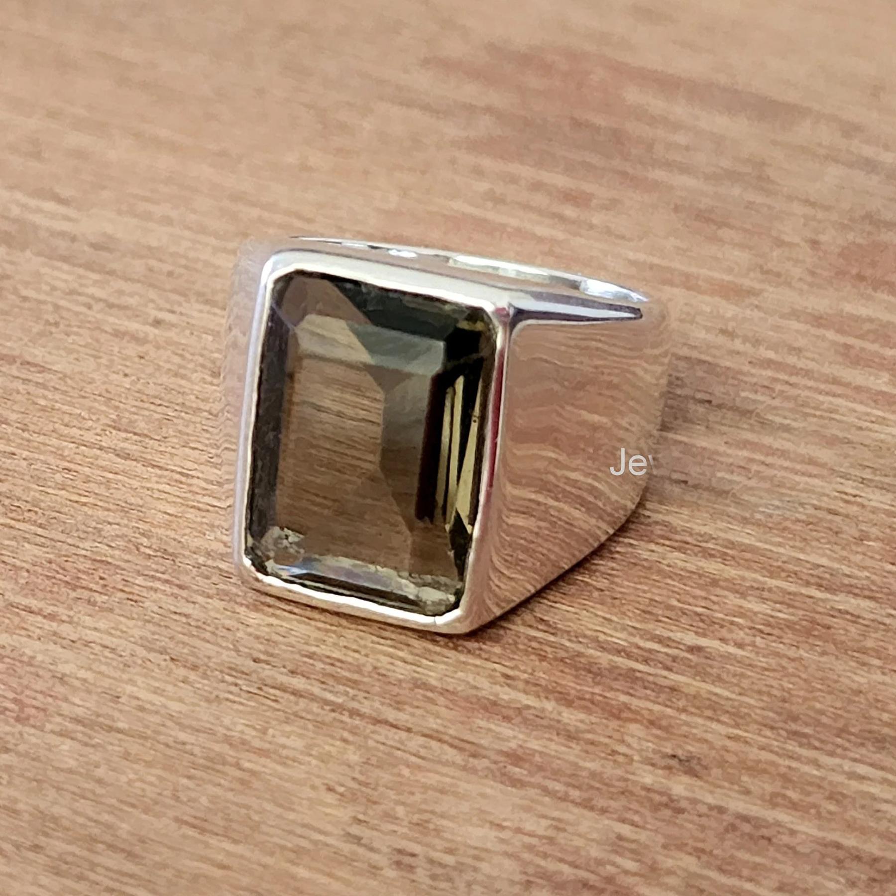 

Emerald Cut Brown Smoky Quartz 925 Sterling Silver Ring Jewelry, Handmade Artisan Gift Ring 9 срібний