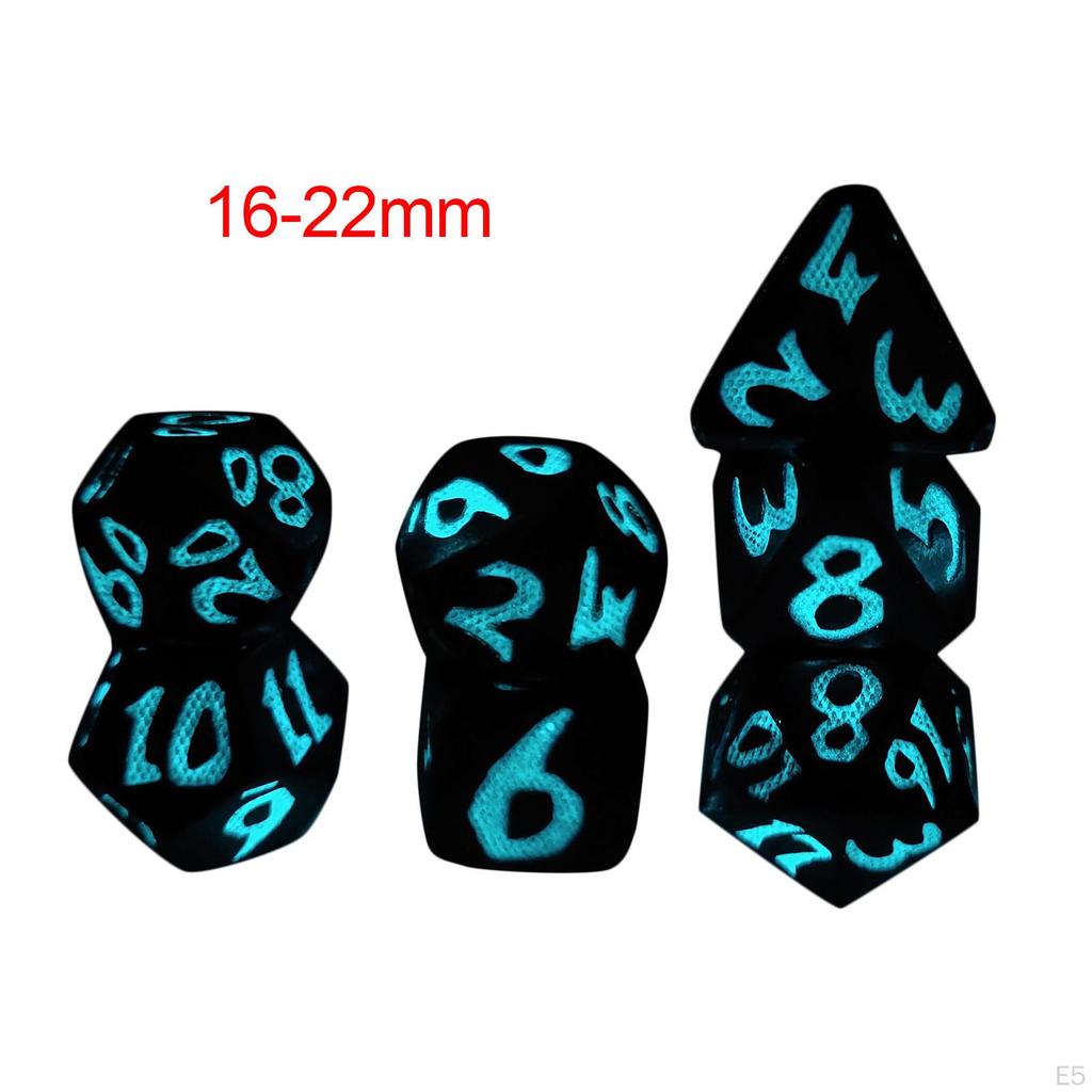 7 Pieces Dice Set RPG Game Dice, Games Lightwheigt Polyhedral Light Up ,for Table