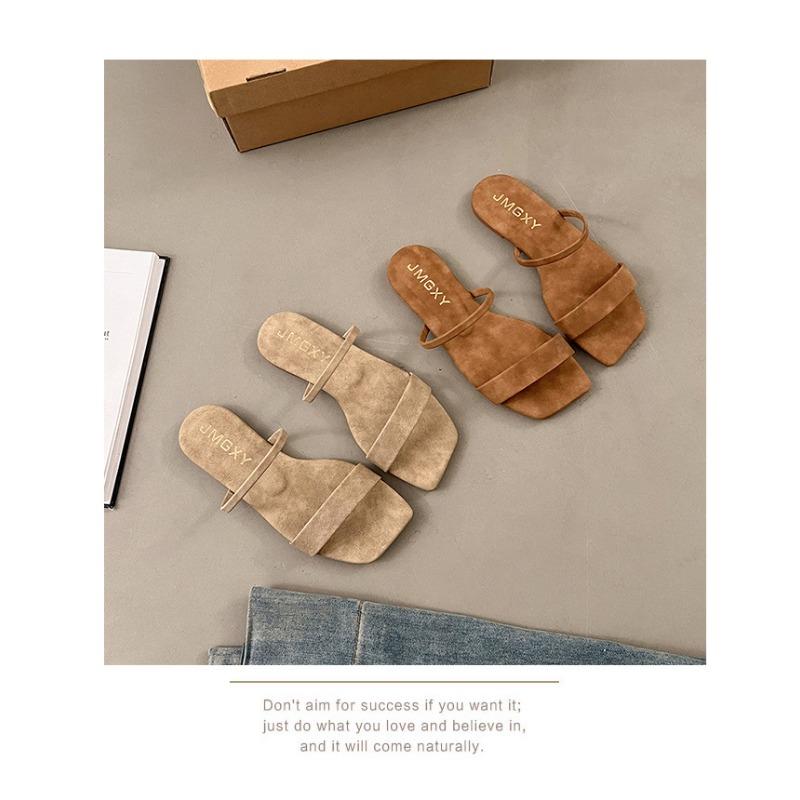 Slippers, Women's, Women's Shoes, Summer, Square Toe, Fish Mouth, Sandals, Women's, Flat Bottomed Slippers