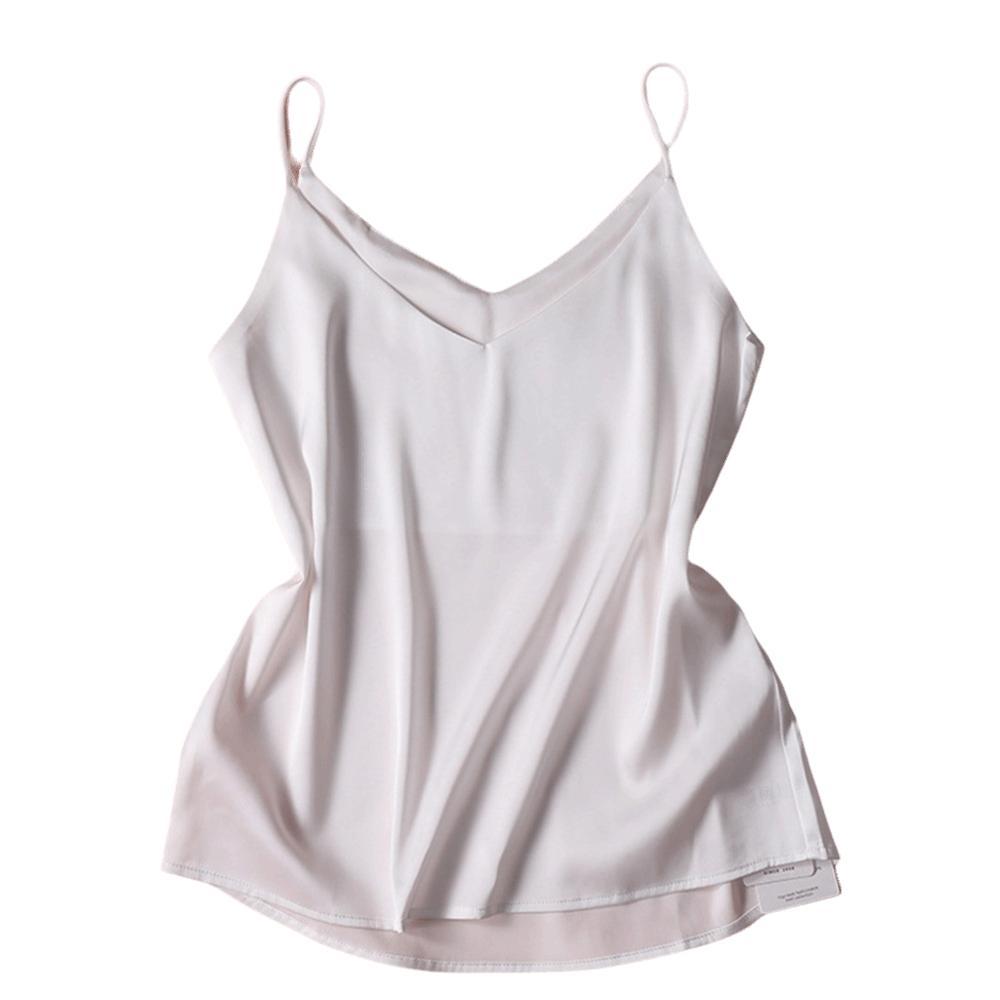 Stain Silk Women Summer Camisole Sleeveless Ladies' Base Vest Spaghetti Strap Top Layering Piece