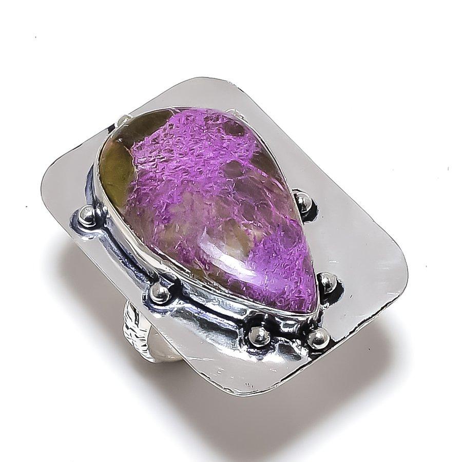 Purpurite Gemstone handmade 925 Sterling Silver gift Jewelry Ring Size 7 j3i87