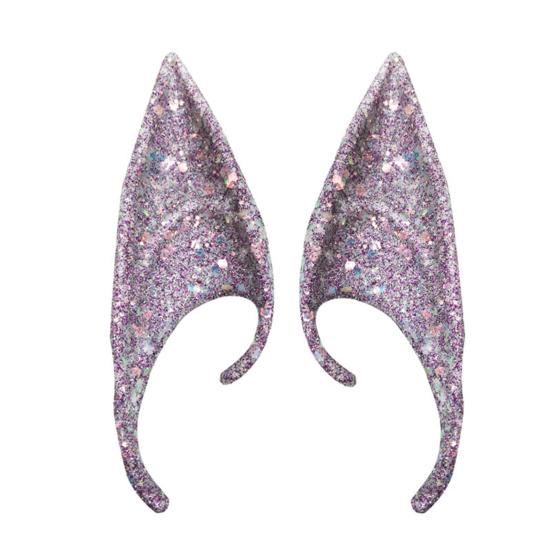 1Pair Elf Ears High Simulation Flexible Pointed Tip Luminous Glitter Cosplay Props Latex Halloween Costume Party Fairy Ears for Festival