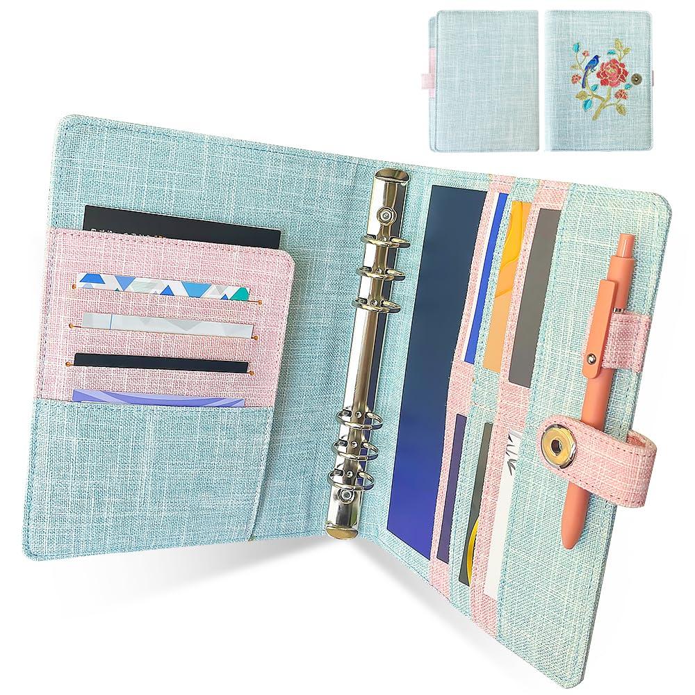 A5 Budget Notebook Planner Binder with Embroidered Pen Holder for A5 Business and Ideal for Triangle Binder, Planner, Binder, 6-Ring Design, Refills,