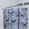 Klasyczny Niebiesko-Biały Motyl Zestaw Zasłony Prysznicowej do Kąpieli Dekoracyjna Zasłona Prysznicowa do Łazienki Tkanina Wodoodporna z Nadrukiem 3D Rozmiar:18
