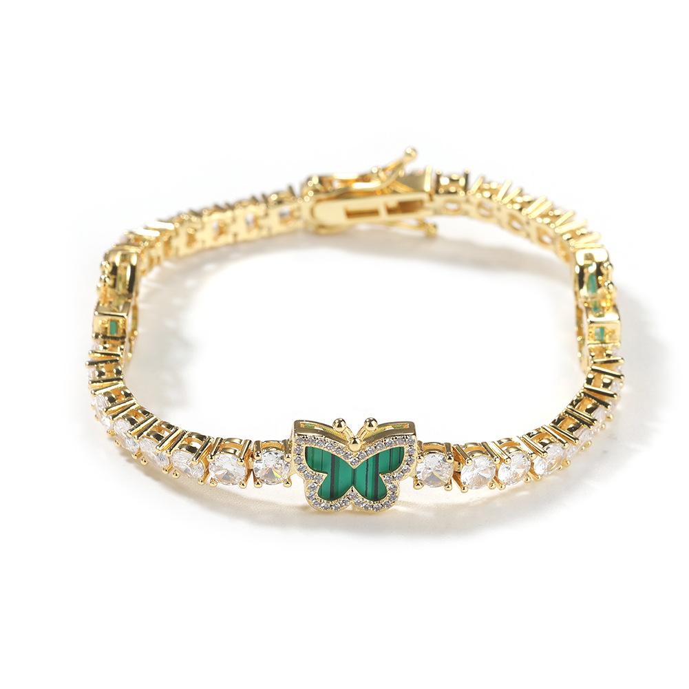 New hip-hop zircon tennis chain, personalized simple color butterfly splicing necklace, tennis necklace