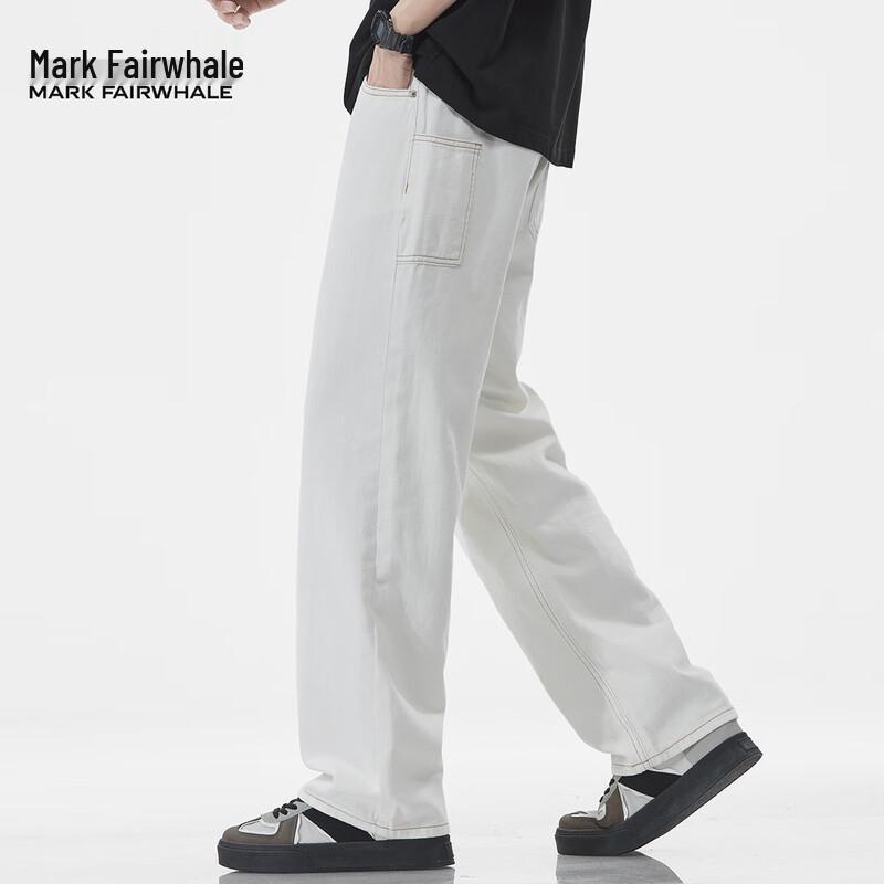 Mark Fairwhale Herren Relaxed Straight-Leg Weiße Jeans