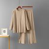 Solid Color Large Size Sweater Set Women's 2025 Autumn and Winter New Round Neck Loose Casual Two-piece Set