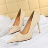 Fashion Elegant Banquet High Heels Slimming Pointed Toe Bowknot Women Vulcanized Shoes