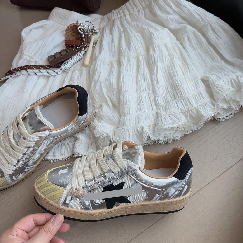 New Retro Old Star Small Dirty Shoes Women's Board Shoes Korean Age-reducing Casual Versatile Lace-up Sports Moral Training Shoes Women