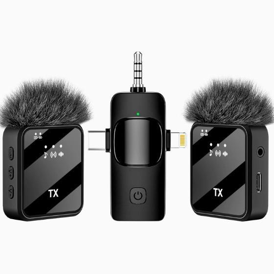 New F11-2 Lapel Microphone: Wireless F15 Three-in-One Live Broadcast, One-to-Two Radio, Noise Reduction Mini.