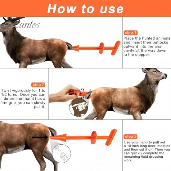 Lot de 4 outils de chasse en plastique pour le nettoyage anal des cerfs et des grands animaux 4pcs