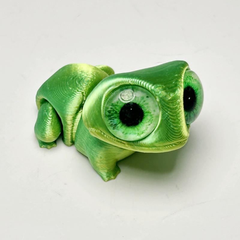 3D Printed Big-Eyed Gecko Frog Ornament – Cute Jointed Mini Frog Toy Gift
