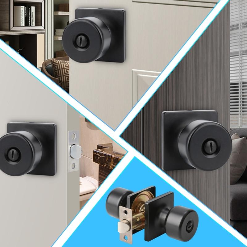 Sophisticated Matte Black Door Handle With Lock and Key Craft for Zinc Alloy Materials Bedroom and Bathroom Use