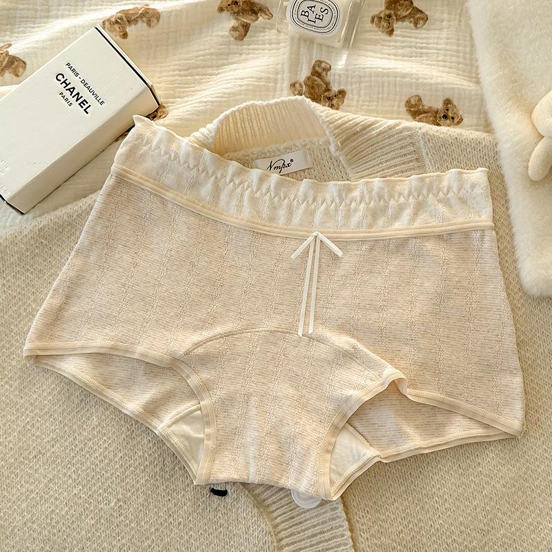 Women's Spring and Autumn Color Matched Pure Cotton 10A Antibacterial Extended Crotch Anti Glare Briefs