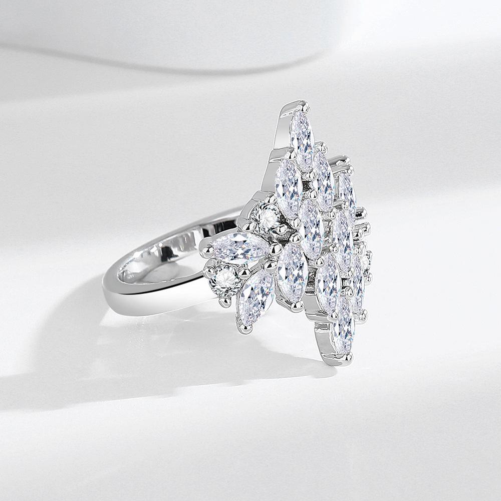 Silve Gorgeous Shiny Stone Zircom Ring For Women Engagement Wedding High Quality Fine Jewelry