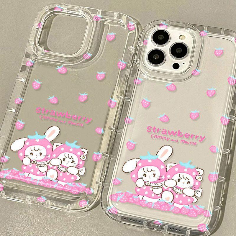 Strawberry mikko applies to iPhone17ProMax airbag mobile phone case 14Pro Apple 16/15 simple ins wind
