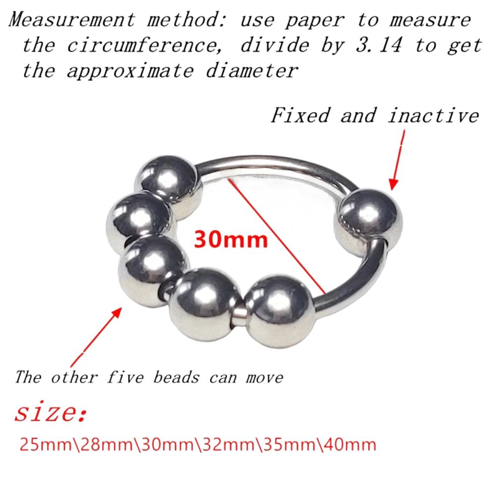 Men's Six Beads Lock Precision Sleeve Ring Stainless Steel Metal Penis Ring Sex Toys for Men Male Delay Ejaculation Cock Ring Glans Stimulator