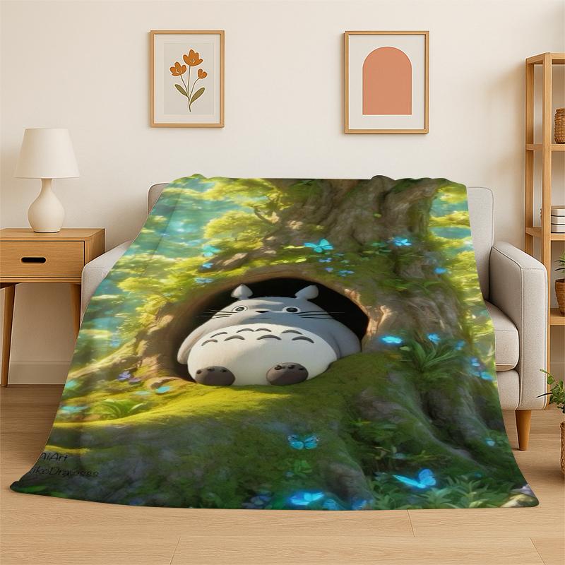 Couverture Flottante Classique T-Totoro Dessin Animé Mignonne Couverture Douce Chaude pour Chambre Salon Lit Voyage Camping Pique-nique Enfant