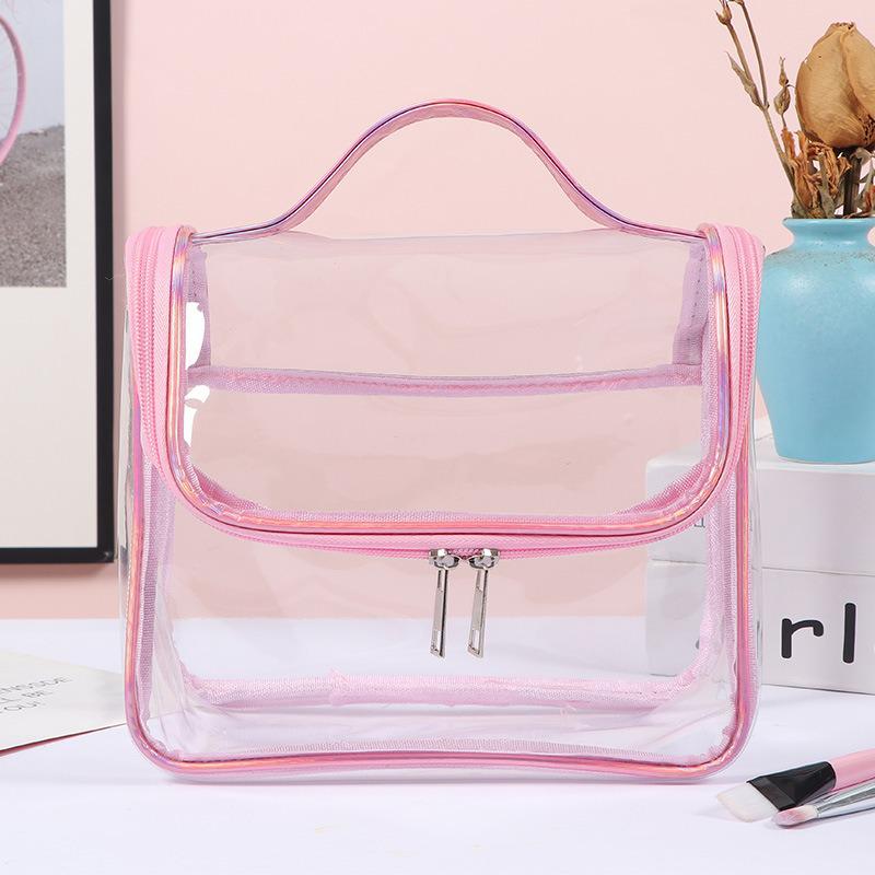 Large Clear PVC Makeup Bag - Waterproof Toiletry Storage Handbag