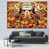 2D Background Banner 1pcs, Happy Thanksgiving, Turkey Pumpkin and Fruits Vibrant Backdrop for Home Party, Wedding